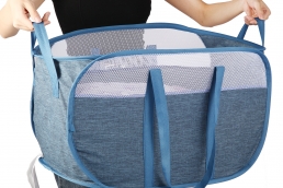 Collapsible Laundry Baskets, Foldable Laundry Basket with Dual Handles, Tear Proof Dirty Clothes Hampers for Laundry, Easy to Carry Pop Up Hamper for Bedroom, Bathroom, Dorm Blue